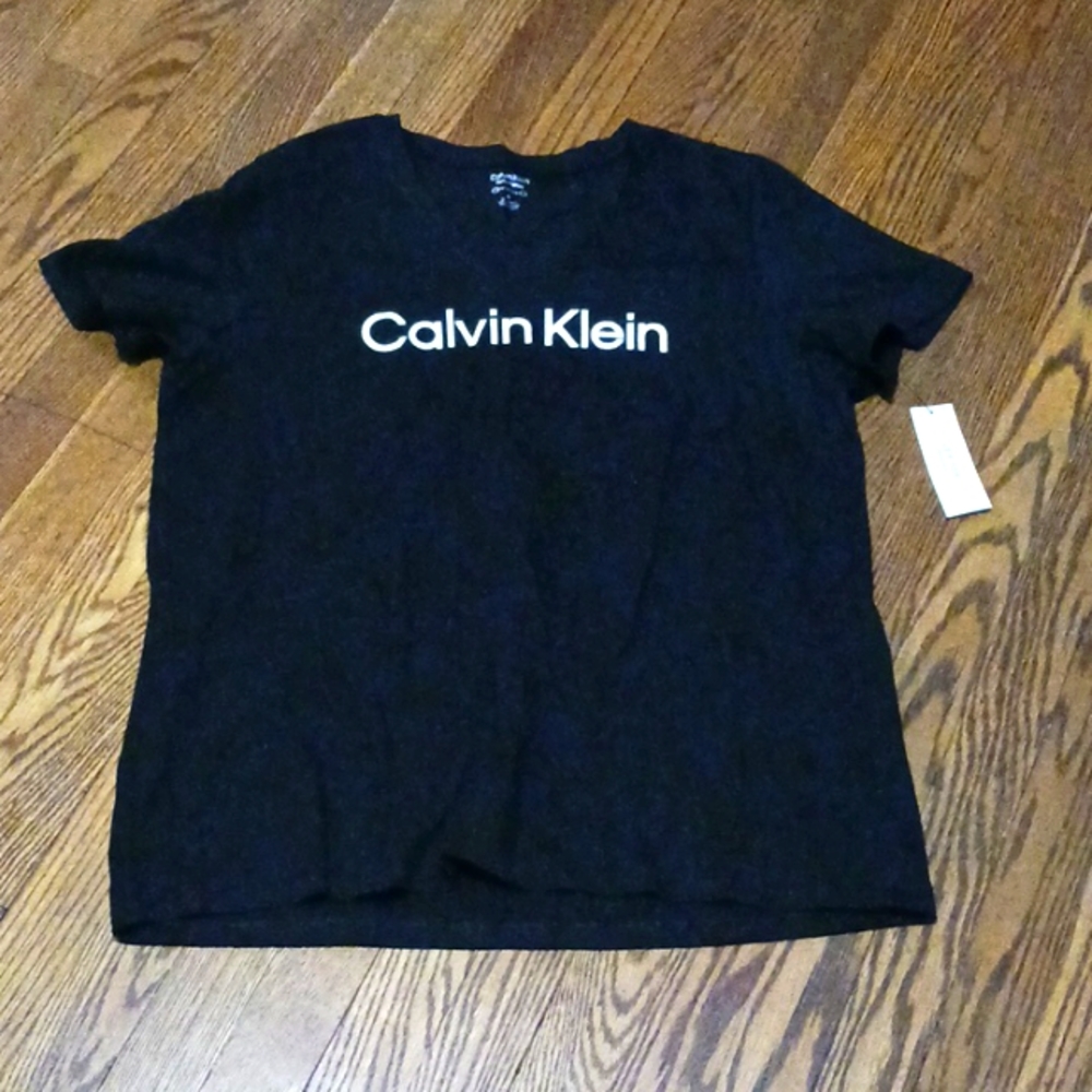 NWT CALVIN KLEIN Performance Black Tee Shirt Women's 1X